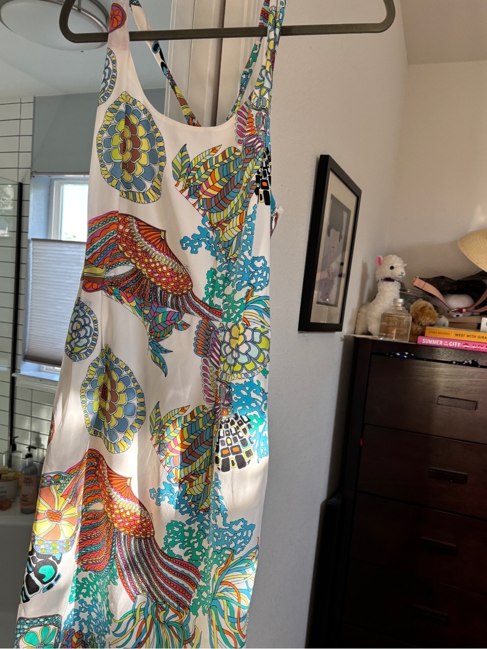 NWT banana Republic Trina Turk silk Colorful Print Summer Dress beach vacation